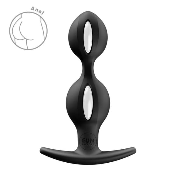 Анальні кульки Fun Factory B BALLS DUO Black, ефект вібрації, діаметр 3,2 та 3,6 см