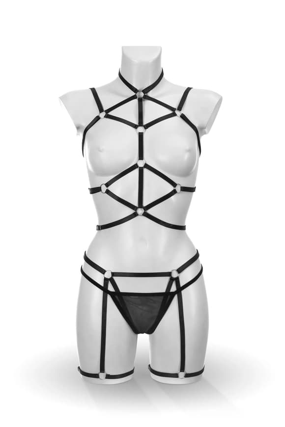 Комплект Bijoux Pour Toi - Sidonie, портупея, гартери та трусики