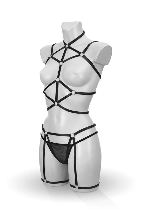 Комплект Bijoux Pour Toi - Sidonie, портупея, гартери та трусики