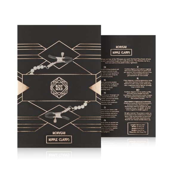 Затискачі для сосків з перлинним ланцюжком Rosy Gold - Nipple Clamps Pearls