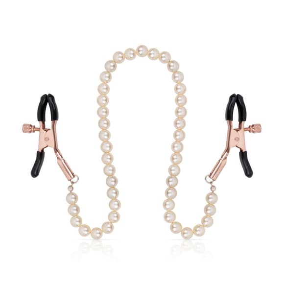 Затискачі для сосків з перлинним ланцюжком Rosy Gold - Nipple Clamps Pearls