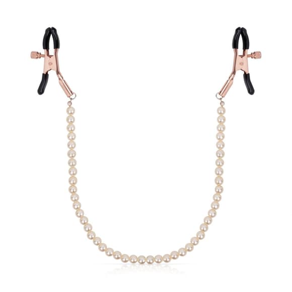 Затискачі для сосків з перлинним ланцюжком Rosy Gold - Nipple Clamps Pearls