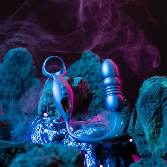 Анальний стимулятор з ерекційним кільцем Hueman Deep Impact, пульсація, масаж промежини