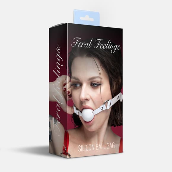 Кляп силиконовый Feral Feelings Silicon Ball Gag White/White, белый ремень, белый шарик