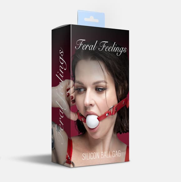 Кляп силиконовый Feral Feelings Silicon Ball Gag Red/White, красный ремень, белый шарик