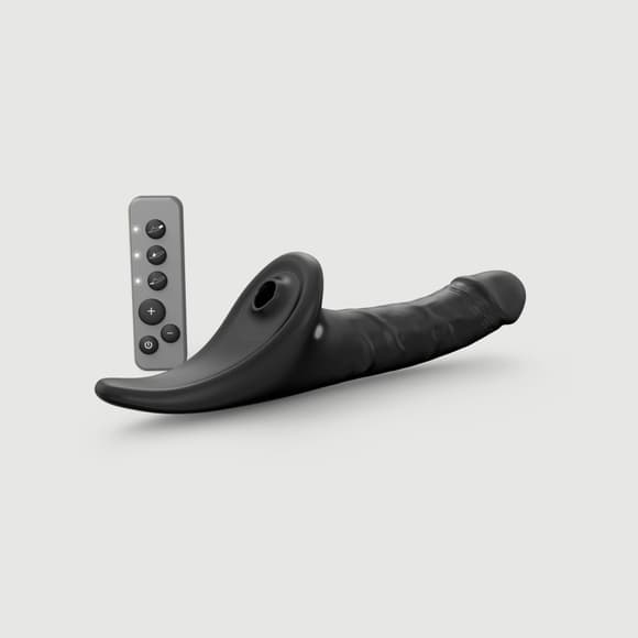 Вибронасадка для страпона с вакуумной стимуляцией Strap-On-Me Multi Orgasm Realistic Dildo XL Black
