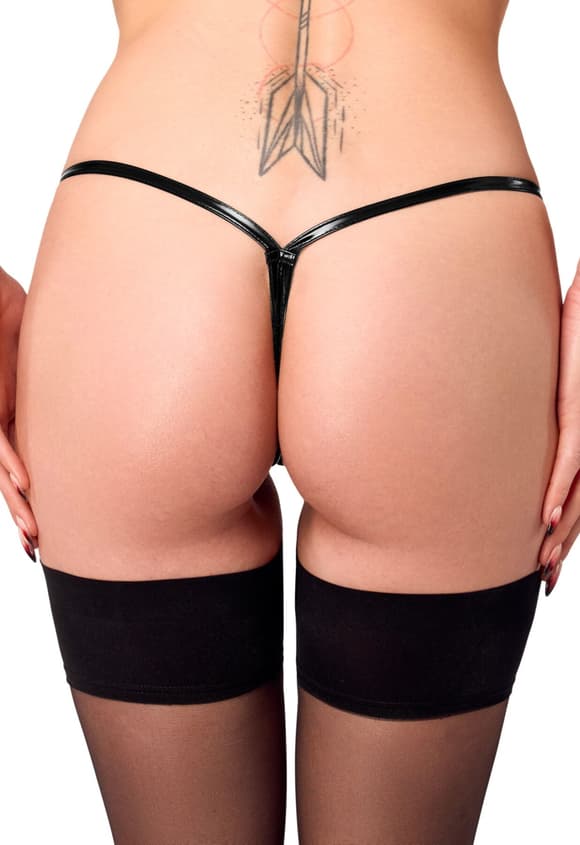 Трусики Noir Handmade P014 Dominae PVC panty with silver clasp 3XL