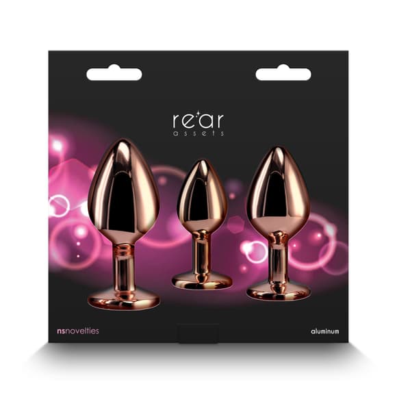 Набір анальних пробок NS Novelties Rear Assets - Trainer Kit - Rose Gold - Pink Gem