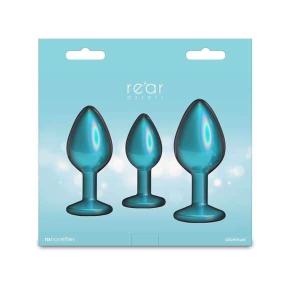 Н абір анальних пробок NS Novelties Rear Assets - Trainer Kit - Iridescent Teal - Teal Gem