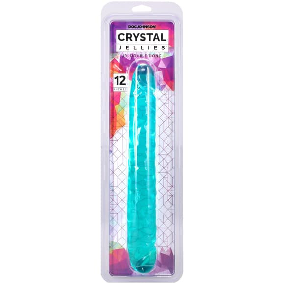 Фаллоимитатор двусторонний Doc Johnson Crystal Jellies 12" Jr. Double Dong Teal