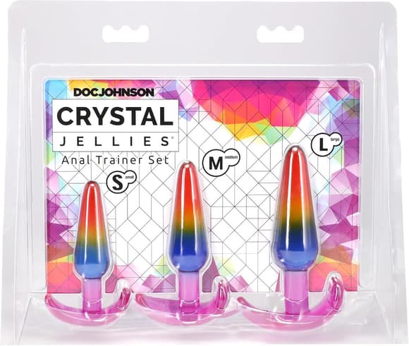 Набор анальных пробок Doc Johnson Crystal Jellies - Anal Trainer Set - Rainbow
