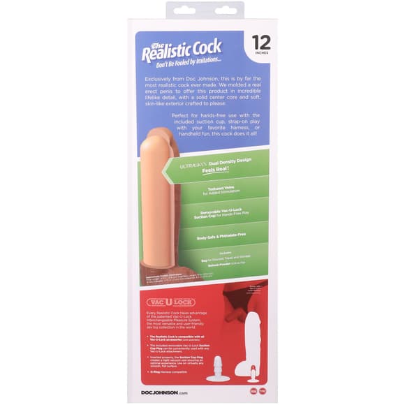 Фаллоимитатор Doc Johnson The Realistic Cock ULTRASKYN - 12 Inch Hung with Balls Vanilla