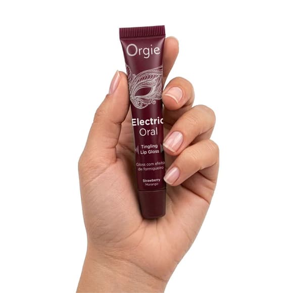 Виброблеск для губ Orgie Electric Oral Lips Gloss Strawberry 10 мл, с эффектом покалывания
