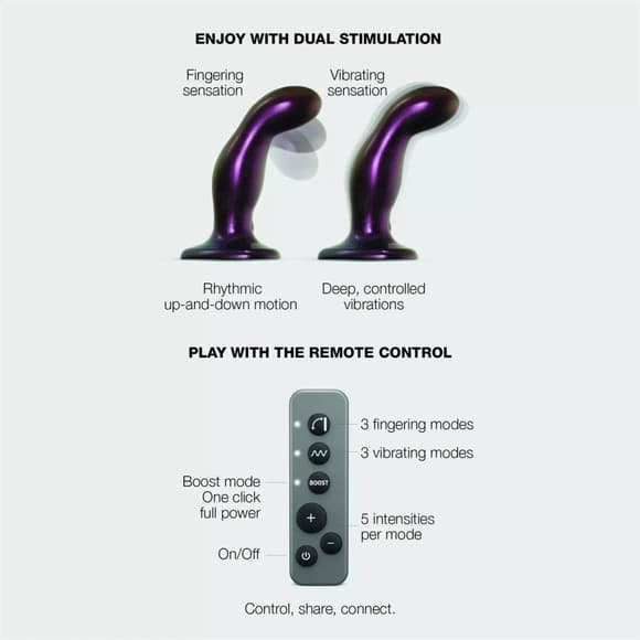 Дилдо з вібрацією Strap-On-Me FINGERING & VIBRATING DILDO - M - PURPLE, з манливим рухом