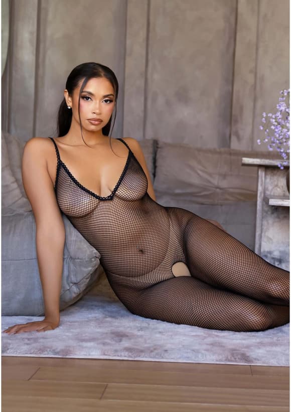 Бодістокінг Leg Avenue Crotchless Fishnet Bodystocking One Size Black