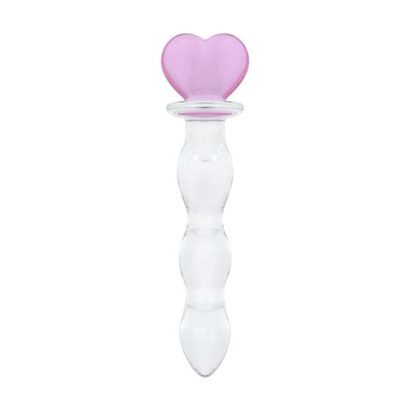 Скляний анальний ланцюжок Gildo Glass Butt Plug Heart Shape No. 35